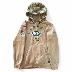 New York Jets Nike Tan 2019 Salute to Service‎ Sideline Therma Pullover Hoodie